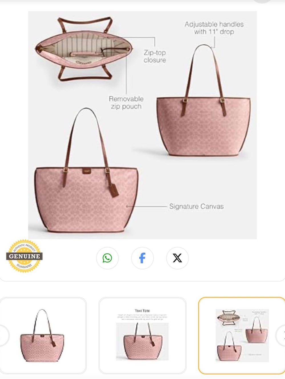 NWT COACH Taxi Tote Bag In Signature Hard Canvas - Picture 13 of 13